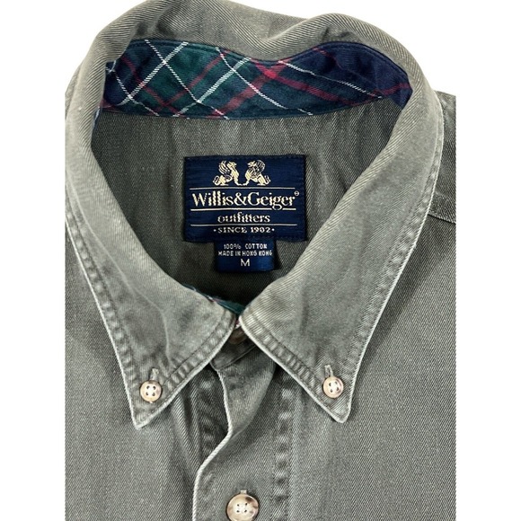 VTG Willis & Geiger Men Gray Button Down Long Sleeve Shirt Sz M - Picture 5 of 6